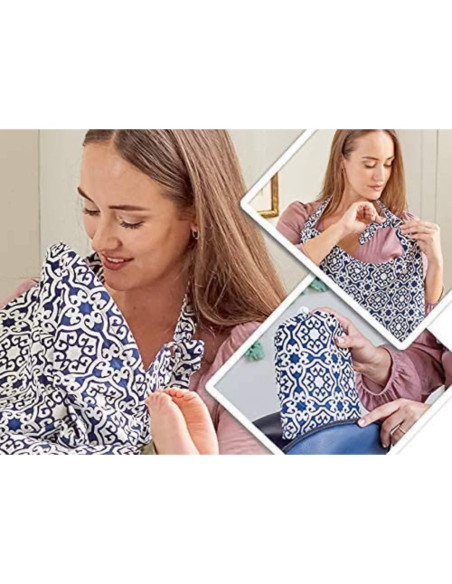 Delantal de Lactancia Maddie Moo con Paños de Eructo, Azul Delantal de Lactancia Maddie Moo con Paños de Eructo, Azul