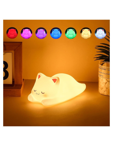 Luz Nocturna Gato Tremdwoto para Niños, Suave y Colorida Luz Nocturna Gato Tremdwoto para Niños, Suave y Colorida