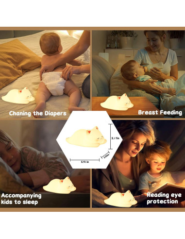 Luz Nocturna Gato Tremdwoto para Niños, Suave y Colorida