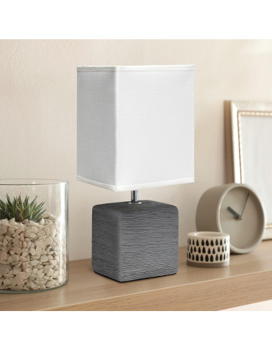 Lámpara de mesa Simple Designs LT2072-GRY gris con pantalla blanca
