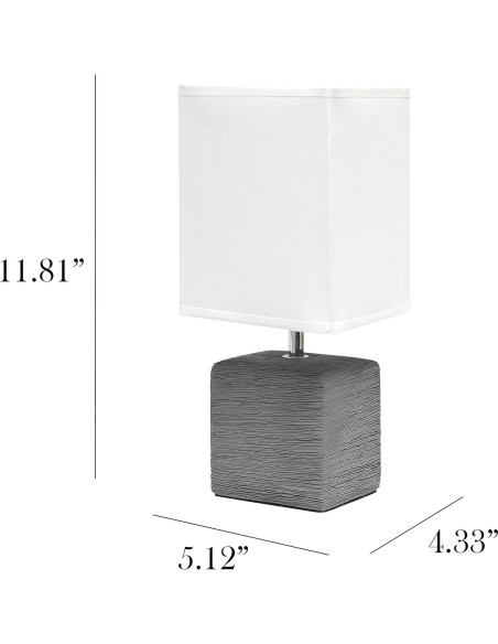 Lámpara de mesa Simple Designs LT2072-GRY gris con pantalla blanca Lámpara de mesa Simple Designs LT2072-GRY gris con pantalla blanca