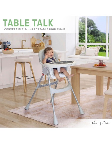 Silla Alta Portable 2-en-1 Dream On Me Gris - Convertible y Compacta