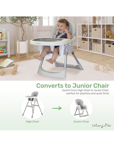 Silla Alta Portable 2-en-1 Dream On Me Gris - Convertible y Compacta