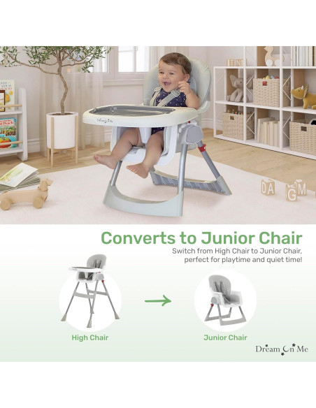 Silla Alta Portable 2-en-1 Dream On Me Gris - Convertible y Compacta Silla Alta Portable 2-en-1 Dream On Me Gris - Convertible y Compacta