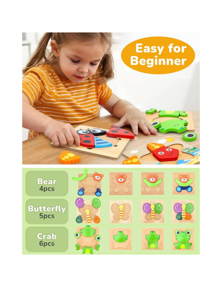 Rompecabezas de Madera TOY Life 8 Piezas para Niños 2-4 Años Rompecabezas de Madera TOY Life 8 Piezas para Niños 2-4 Años