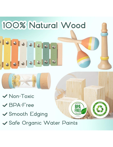 Set de Instrumentos Musicales de Madera iSNTL para Bebés Set de Instrumentos Musicales de Madera iSNTL para Bebés