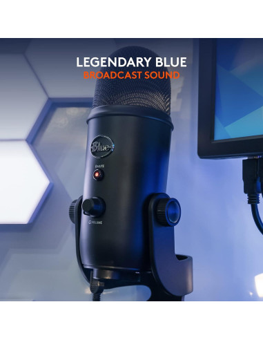 Micrófono USB Logitech Blue Yeti Blackout para PC y Streaming
