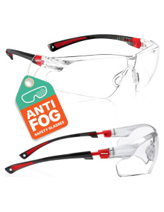 Gafas de Seguridad Anti-vaho Rojo con Protección UV y Estuche