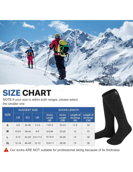 Calcetines Calentados SNOW DEER Medianos Negros con Control Bluetooth Calcetines Calentados SNOW DEER Medianos Negros con Control Bluetooth
