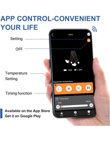 Calcetines Calentados SNOW DEER Medianos Negros con Control Bluetooth