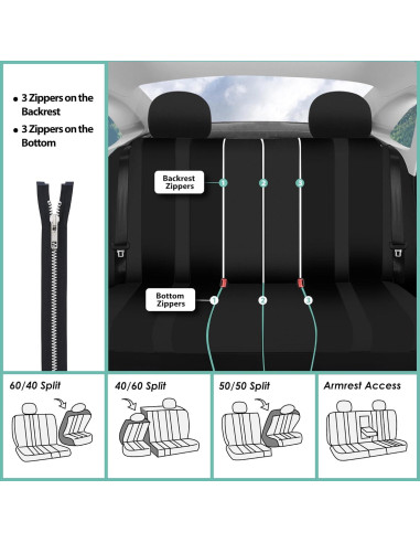 Funda de Asiento de Coche FH Group - Ajuste Universal, Negro