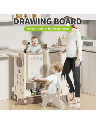 Escalera de Aprendizaje Plegable UNICOO para Niños - Marrón