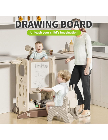 Escalera de Aprendizaje Plegable UNICOO para Niños - Marrón Escalera de Aprendizaje Plegable UNICOO para Niños - Marrón