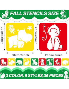 36 Plantillas de Dibujo de Animales de la Selva Qyeahkj 20.32 cm 2