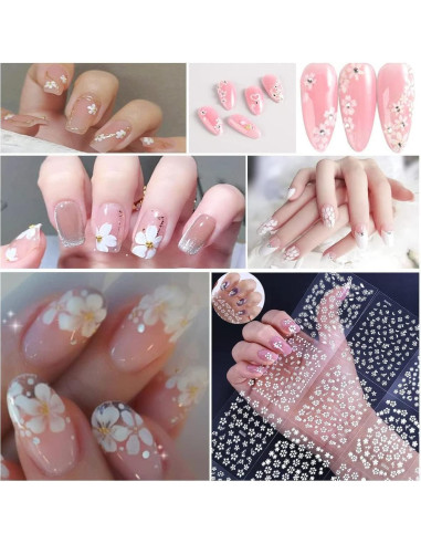 Calcomanías de Uñas SPLOCUDU Flor Blanca 30 Hojas 3D