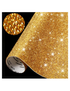 Hoja de Rhinestones Autoadhesivos Outus 12000 Pcs Dorado 24x20 cm