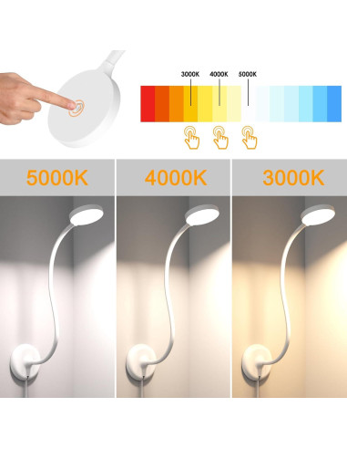 Luz de Lectura LED Montada en la Pared ENUOTEK, 4 Niveles Brillo, 3 Colores