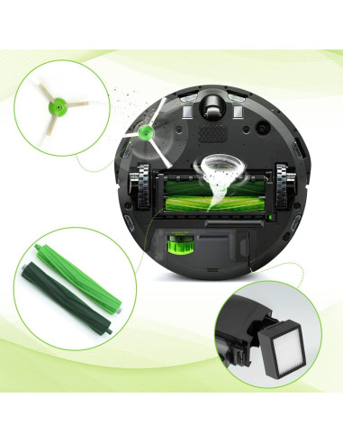 Accesorios de Repuesto iRobot Roomba i3 i4 i6 i7 i8 E5 E6 E7 - 1 Juego de Cepillos y Filtros HEPA