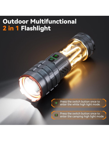 Linterna LED Recargable ADDplus 90000 Lúmenes 5000mAh Impermeable