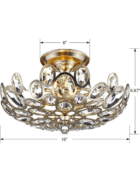 Lámpara de Techo Crystorama Sterling 3 Luces Crepúsculo Deteriorado Lámpara de Techo Crystorama Sterling 3 Luces Crepúsculo Deteriorado