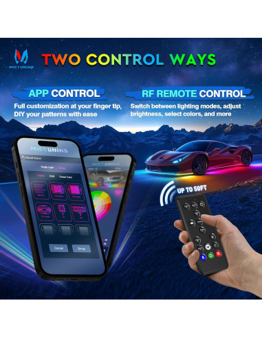 Luces de Acento Neon RGB+IC MICTUNING 8 Piezas 12V