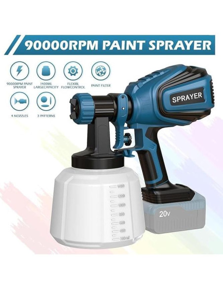 Pulverizador de pintura inalámbrico MirrorZone CN-8 1400ml Pulverizador de pintura inalámbrico MirrorZone CN-8 1400ml