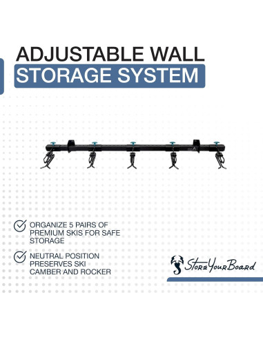Soporte de Esquí StoreYourBoard para 5 pares, 136 kg, Negro