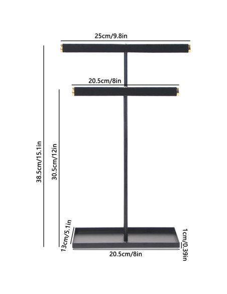 Soporte Organizador de Joyería Justsoso 38 cm Negro Metal Terciopelo Soporte Organizador de Joyería Justsoso 38 cm Negro Metal Terciopelo