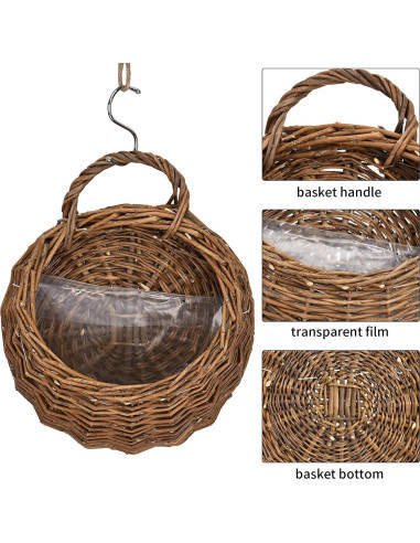Cesta Colgante Tejida a Mano Swiftrans Mimbre Natural 30.99cm