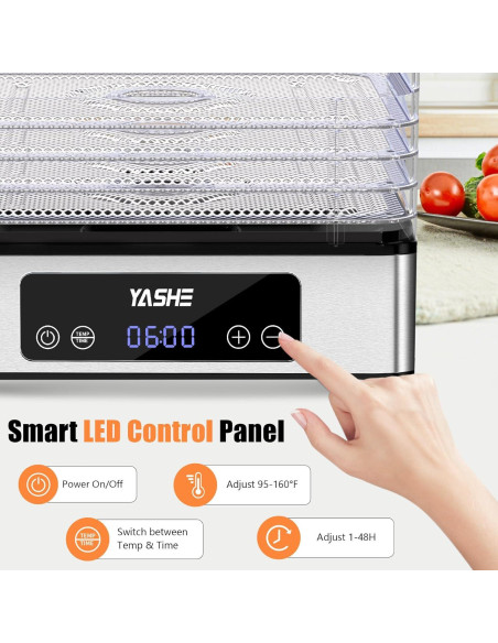 Deshidratadora de Alimentos YASHE FD-1019, 5 Bandejas Acero Inoxidable, 400W Deshidratadora de Alimentos YASHE FD-1019, 5 Bandejas Acero Inoxidable, 400W