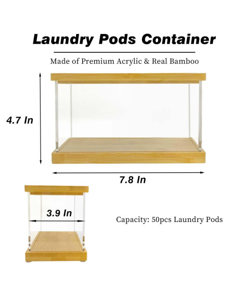 Contenedor de cápsulas de lavandería Gnjoyxuan con tapa de bambú Contenedor de cápsulas de lavandería Gnjoyxuan con tapa de bambú