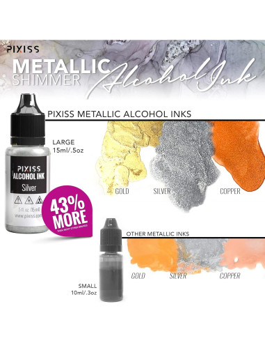 Juego de Tintas de Alcohol Metálicas Pixiss - 5 Colores 15 ml