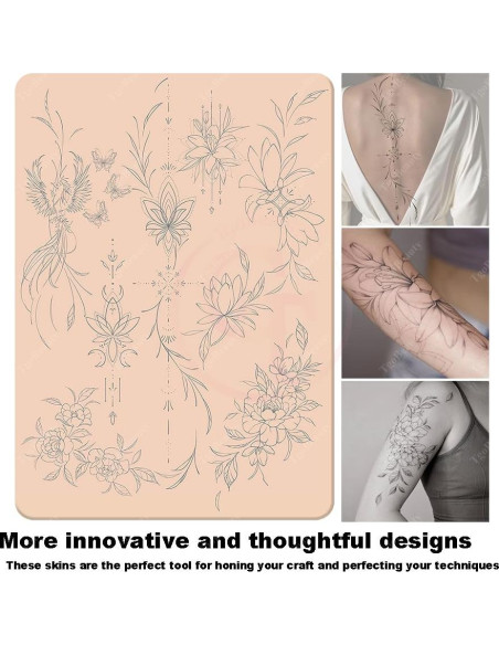 Piel de Práctica de Tatuaje Rosa Doble Cara 2pcs Silicona 1.5mm Piel de Práctica de Tatuaje Rosa Doble Cara 2pcs Silicona 1.5mm