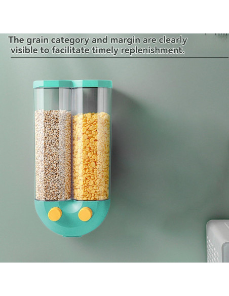 Dispensador de Cereal Montado en Pared COSTYERT 2 Rejillas 2.5L Verde Dispensador de Cereal Montado en Pared COSTYERT 2 Rejillas 2.5L Verde
