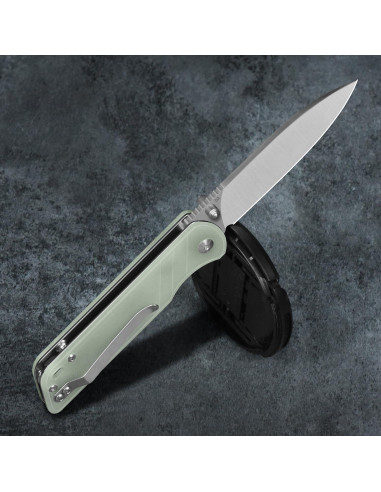 Cuchillo Plegable QSP Loro D2 Mango Jade G10 10.16 cm