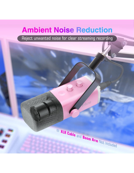 Micrófono Dinámico FIFINE AM8P Rosa para PC con Cable XLR Micrófono Dinámico FIFINE AM8P Rosa para PC con Cable XLR