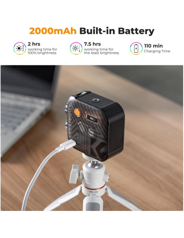 Luz de Video RGB K&F Concept Portátil 2500K-9900K CRI 96+