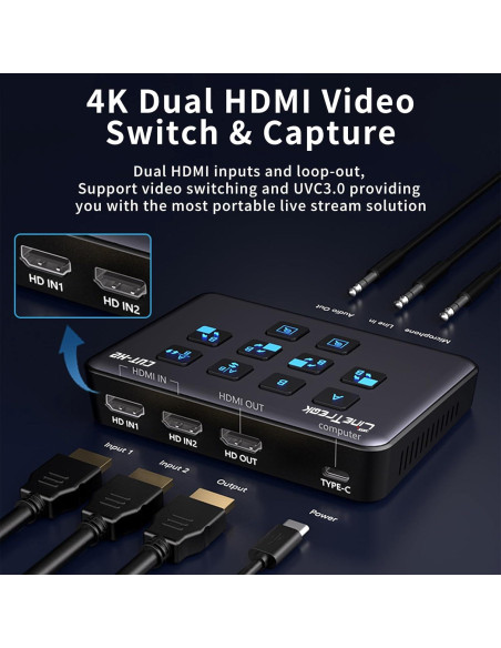 Tarjeta de Captura de Video 4K Dual HDMI Cinetreak USB 3.0 Tarjeta de Captura de Video 4K Dual HDMI Cinetreak USB 3.0