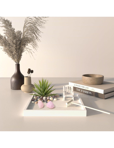 Jardín Zen de Escritorio Cularve Blanco Moderno con Cristales Jardín Zen de Escritorio Cularve Blanco Moderno con Cristales
