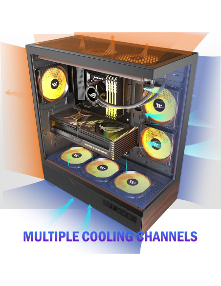 Caja de PC KEDIERS P6 ATX con 5 Ventiladores ARGB y Vidrio Templado Caja de PC KEDIERS P6 ATX con 5 Ventiladores ARGB y Vidrio Templado