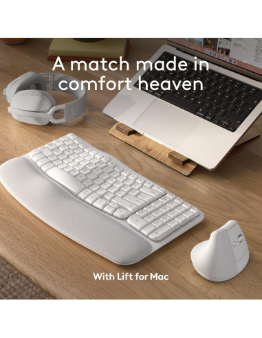 Teclado Ergonómico Inalámbrico Logitech Wave para Mac - Blanco