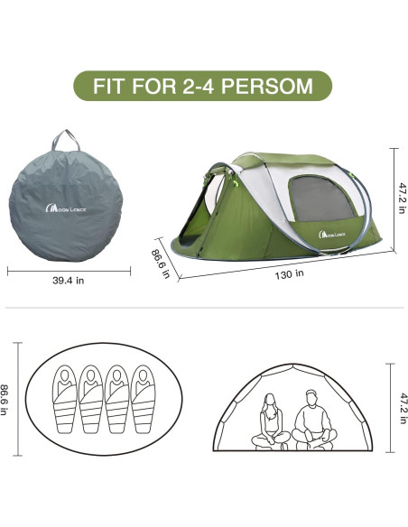 Carpa de Camping MOON LENCE para 4 Personas Impermeable Carpa de Camping MOON LENCE para 4 Personas Impermeable