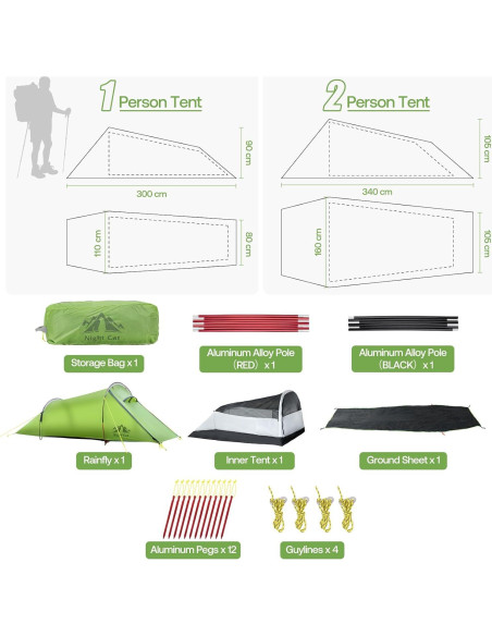 Tienda de Camping Ultraligera Night Cat ZP-U2-1P Verde 1 Persona Tienda de Camping Ultraligera Night Cat ZP-U2-1P Verde 1 Persona