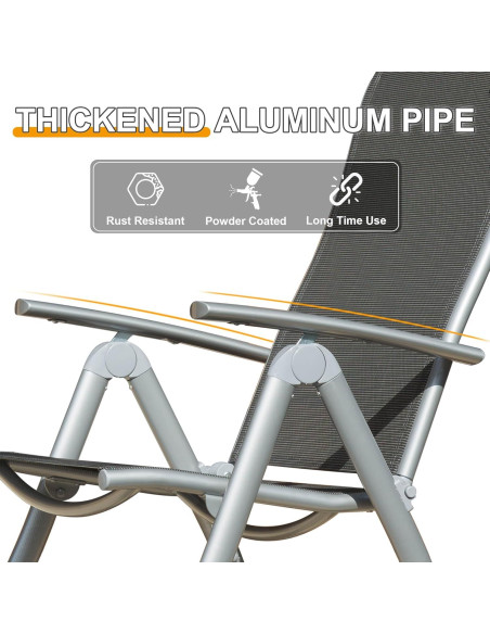 Conjunto de Sillas Plegables Domi para Patio - 2 Piezas, Aluminio Conjunto de Sillas Plegables Domi para Patio - 2 Piezas, Aluminio