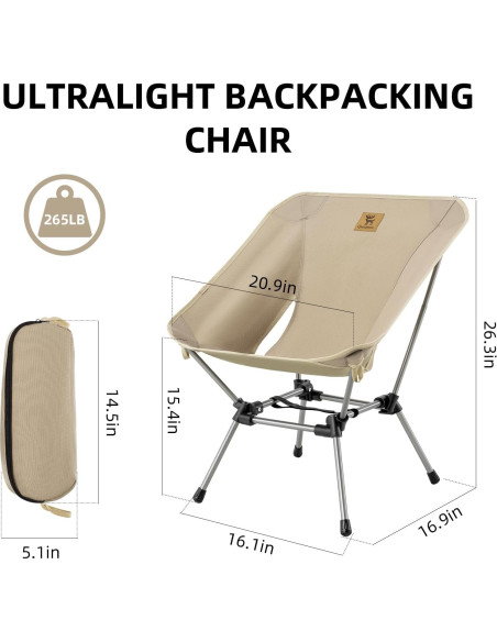 Silla de Camping Plegable QUNATURE Caqui 118 kg Ultra Liviana Silla de Camping Plegable QUNATURE Caqui 118 kg Ultra Liviana