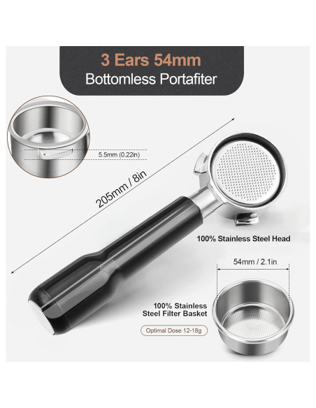 Portafiltro Sin Fondo 54mm WhaleSiper para Breville Portafiltro Sin Fondo 54mm WhaleSiper para Breville