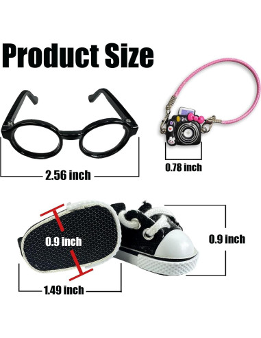 Juego de Accesorios para Muñecas Labubu - Gafas, Cámara y Zapatos