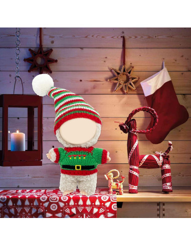 Conjunto Ropa de Muñeca 17cm Labubu - Gorro Navideño Rojo Verde Blanco