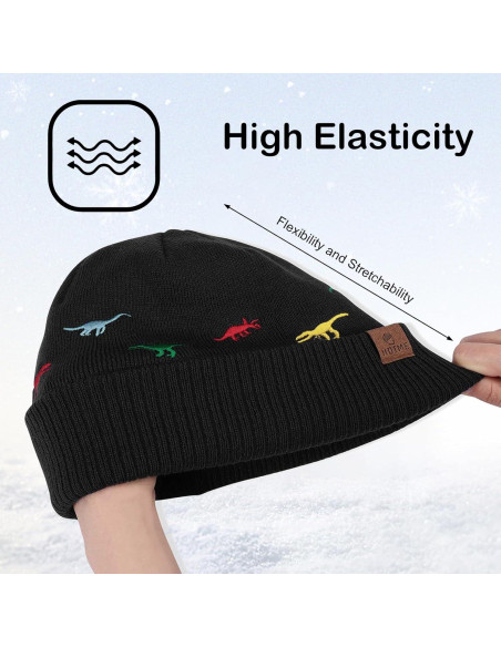 Gorro Beanie Térmico Bordado de Dinosaurio para Bebé 6-24 Meses Gorro Beanie Térmico Bordado de Dinosaurio para Bebé 6-24 Meses