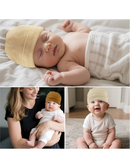 Paquete de 6 Gorras para Bebés Unisex 0-6 Meses - Ajuste Seguro Paquete de 6 Gorras para Bebés Unisex 0-6 Meses - Ajuste Seguro